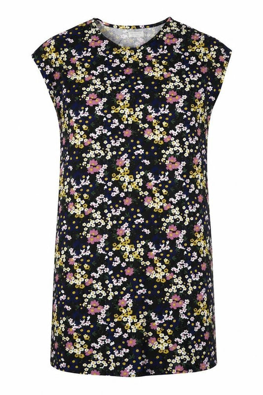JD Williams Womens Brown Floral Viscose T-Shirt Dress Size 12 Round Neck Pullover
