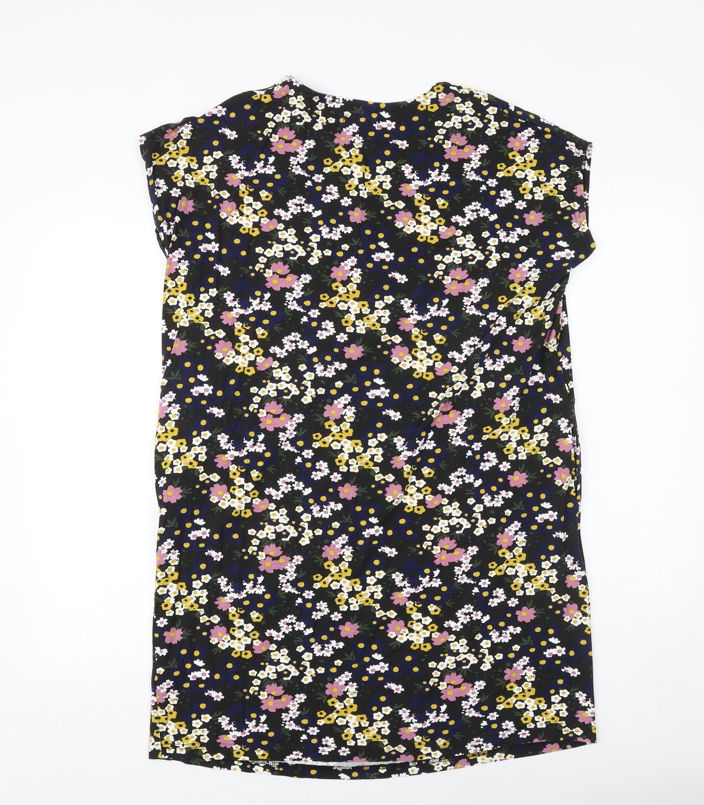 JD Williams Womens Brown Floral Viscose T-Shirt Dress Size 12 Round Neck Pullover