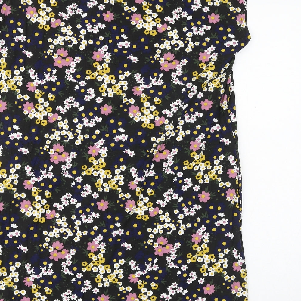 JD Williams Womens Brown Floral Viscose T-Shirt Dress Size 12 Round Neck Pullover