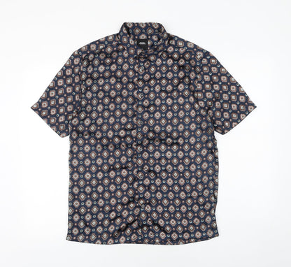 Mens UK Size S Burton Blue  Button-Up Short Sleeve Casual Shirt