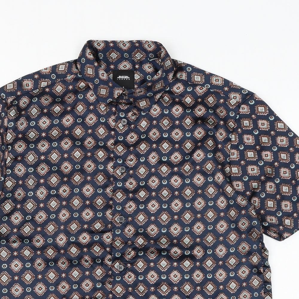 Mens UK Size S Burton Blue  Button-Up Short Sleeve Casual Shirt