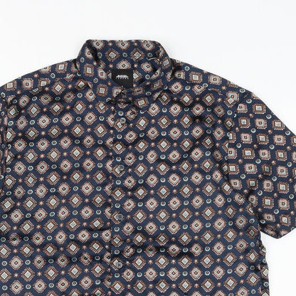 Mens UK Size S Burton Blue  Button-Up Short Sleeve Casual Shirt