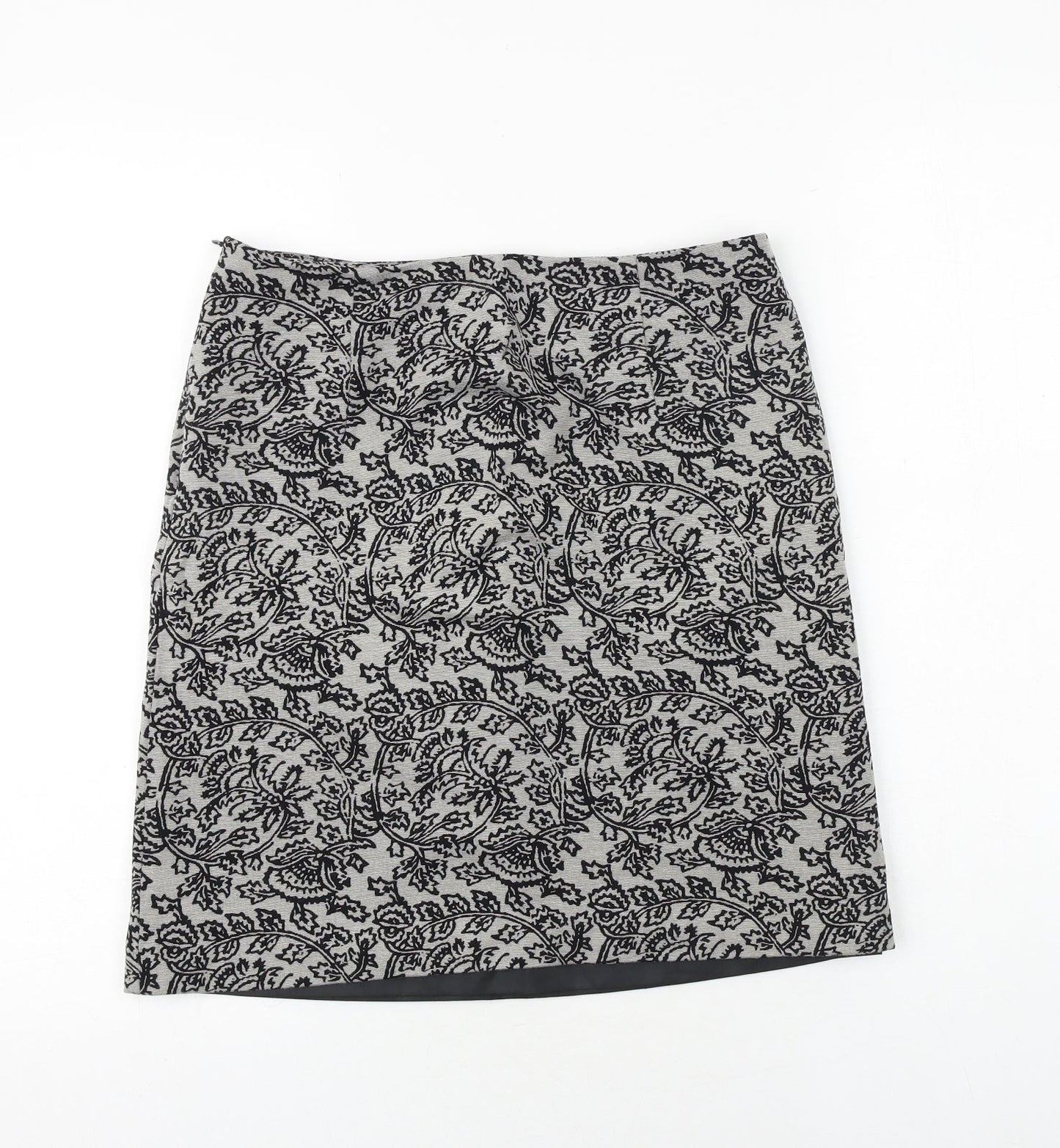 Gusta Tiona Womens Grey Geometric Polyester A-Line Skirt Size M Zip