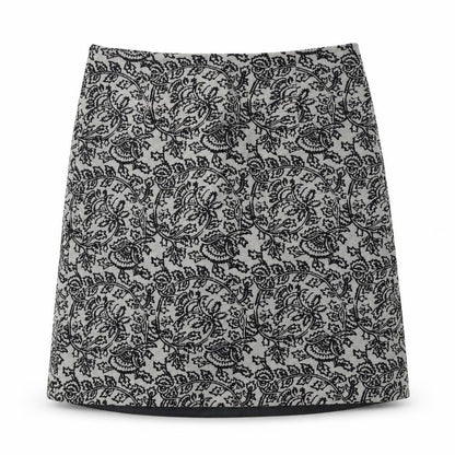 Gusta Tiona Womens Grey Geometric Polyester A-Line Skirt Size M Zip