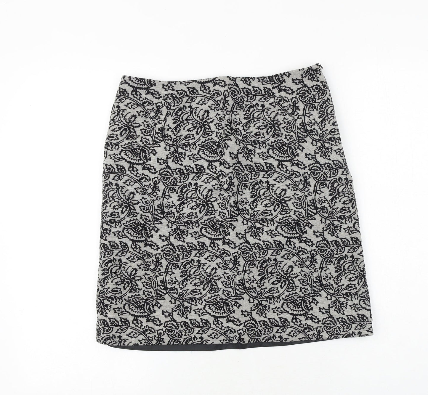 Gusta Tiona Womens Grey Geometric Polyester A-Line Skirt Size M Zip