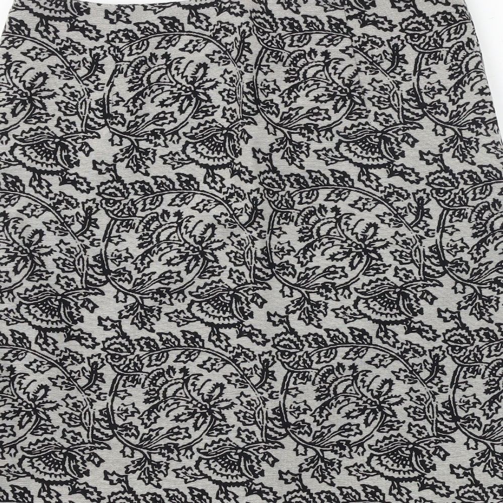 Gusta Tiona Womens Grey Geometric Polyester A-Line Skirt Size M Zip
