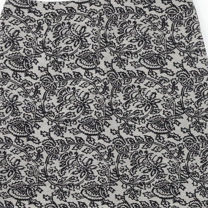 Gusta Tiona Womens Grey Geometric Polyester A-Line Skirt Size M Zip