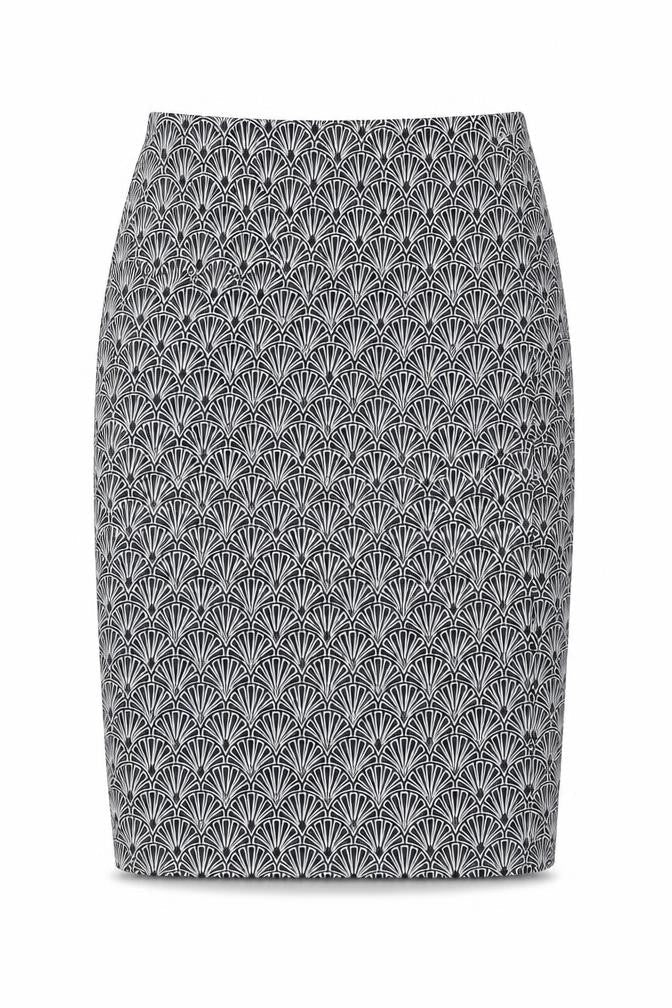 La Redoute Womens Blue Geometric Cotton Straight & Pencil Skirt Size 6 Zip