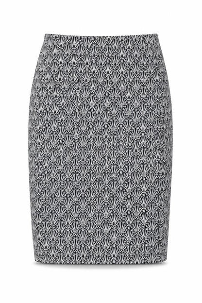 La Redoute Womens Blue Geometric Cotton Straight & Pencil Skirt Size 6 Zip