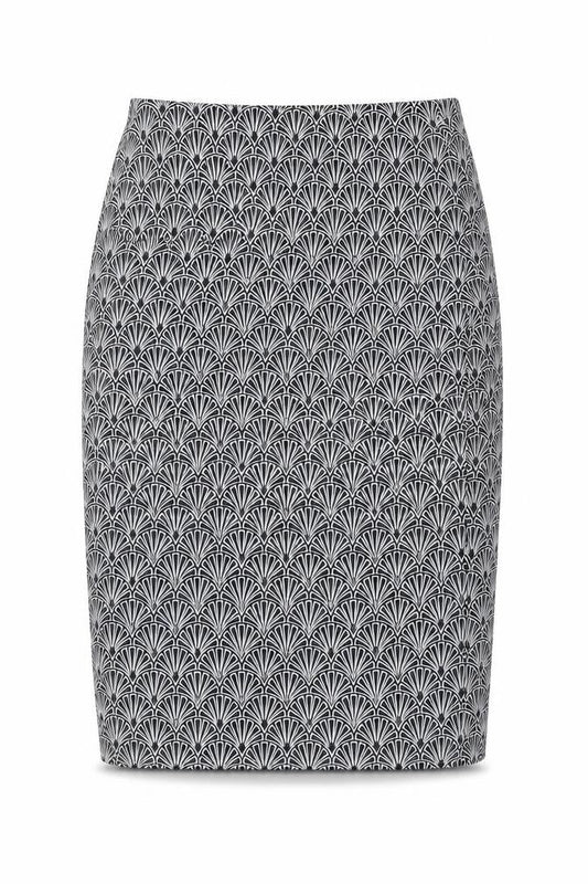 La Redoute Womens Blue Geometric Cotton Straight & Pencil Skirt Size 6 Zip
