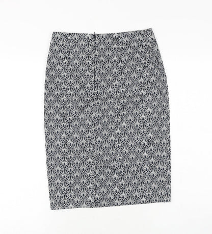 La Redoute Womens Blue Geometric Cotton Straight & Pencil Skirt Size 6 Zip