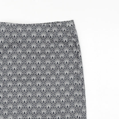 La Redoute Womens Blue Geometric Cotton Straight & Pencil Skirt Size 6 Zip