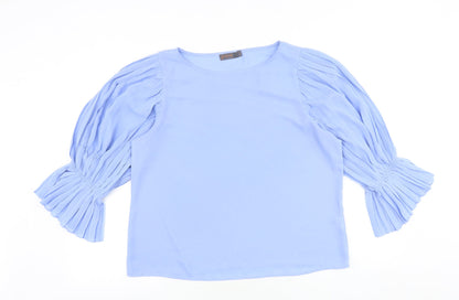 Womens UK Size L Preworn Blue Basic Blouse