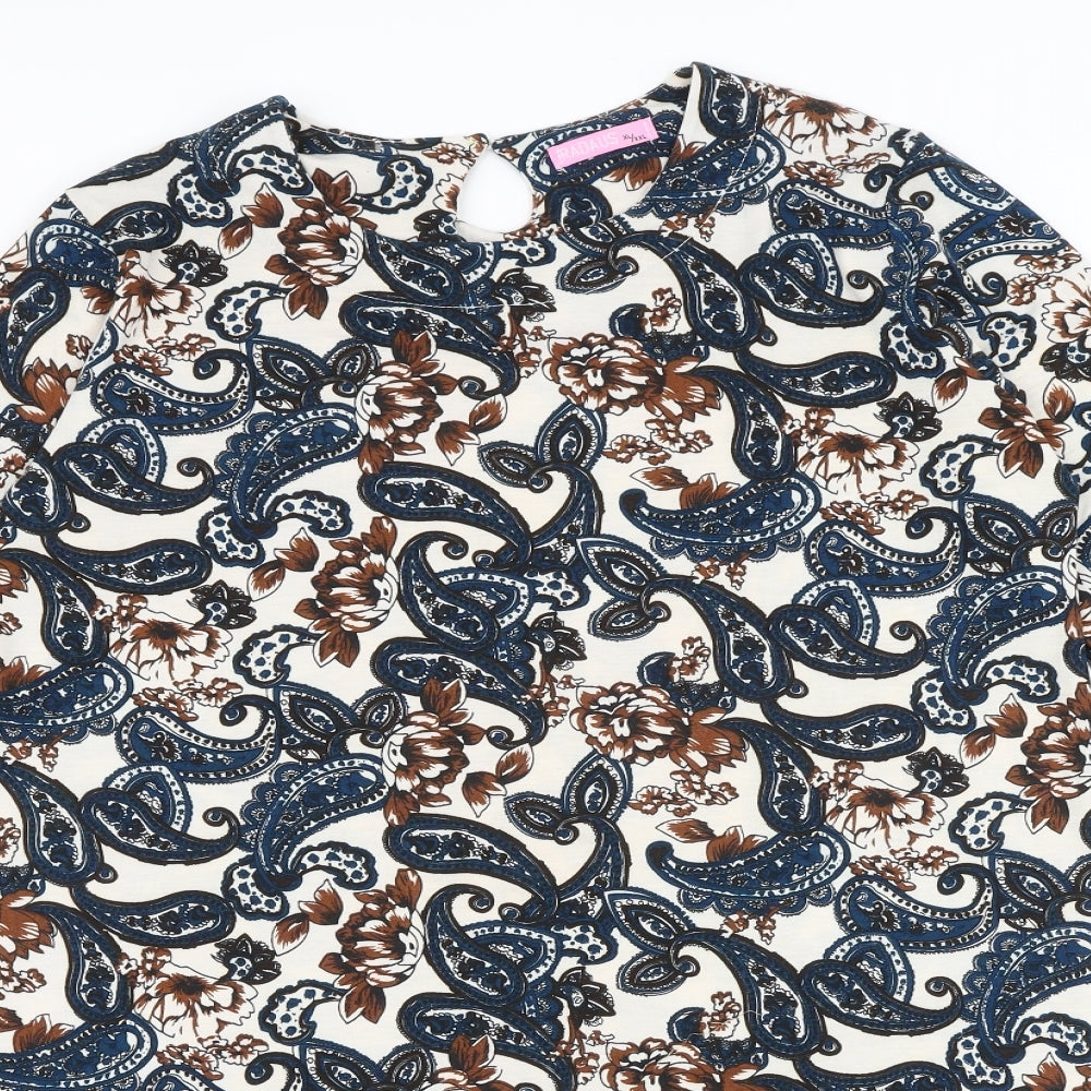 Radius Womens Multicoloured Paisley Cotton A-Line Size XL Round Neck Pullover