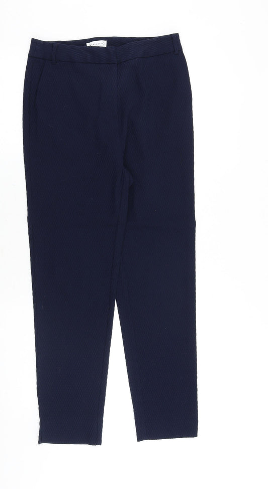 Warehouse Womens Blue Viscose Trousers Size 10 Regular Zip