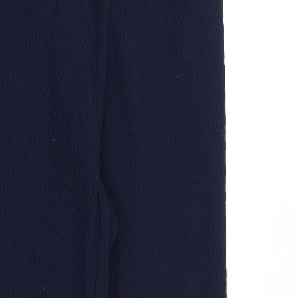 Warehouse Womens Blue Viscose Trousers Size 10 Regular Zip