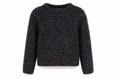 Miss Evie Girls Black Round Neck Polyamide Pullover Jumper Size 9-10 Years Pullover