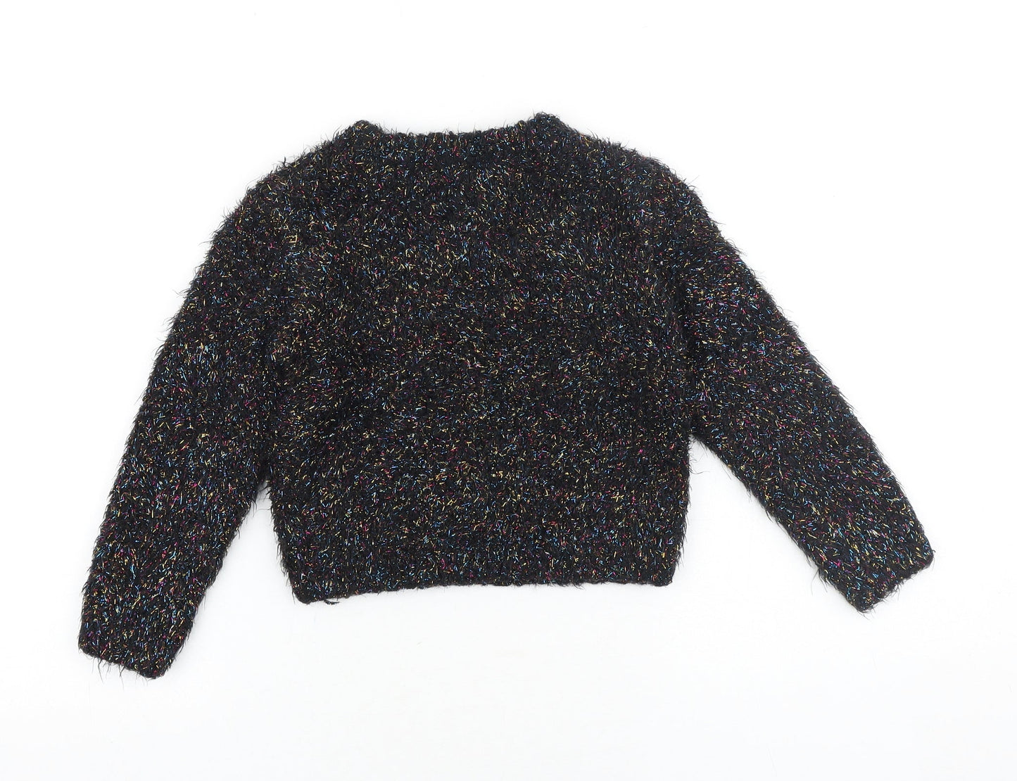 Miss Evie Girls Black Round Neck Polyamide Pullover Jumper Size 9-10 Years Pullover