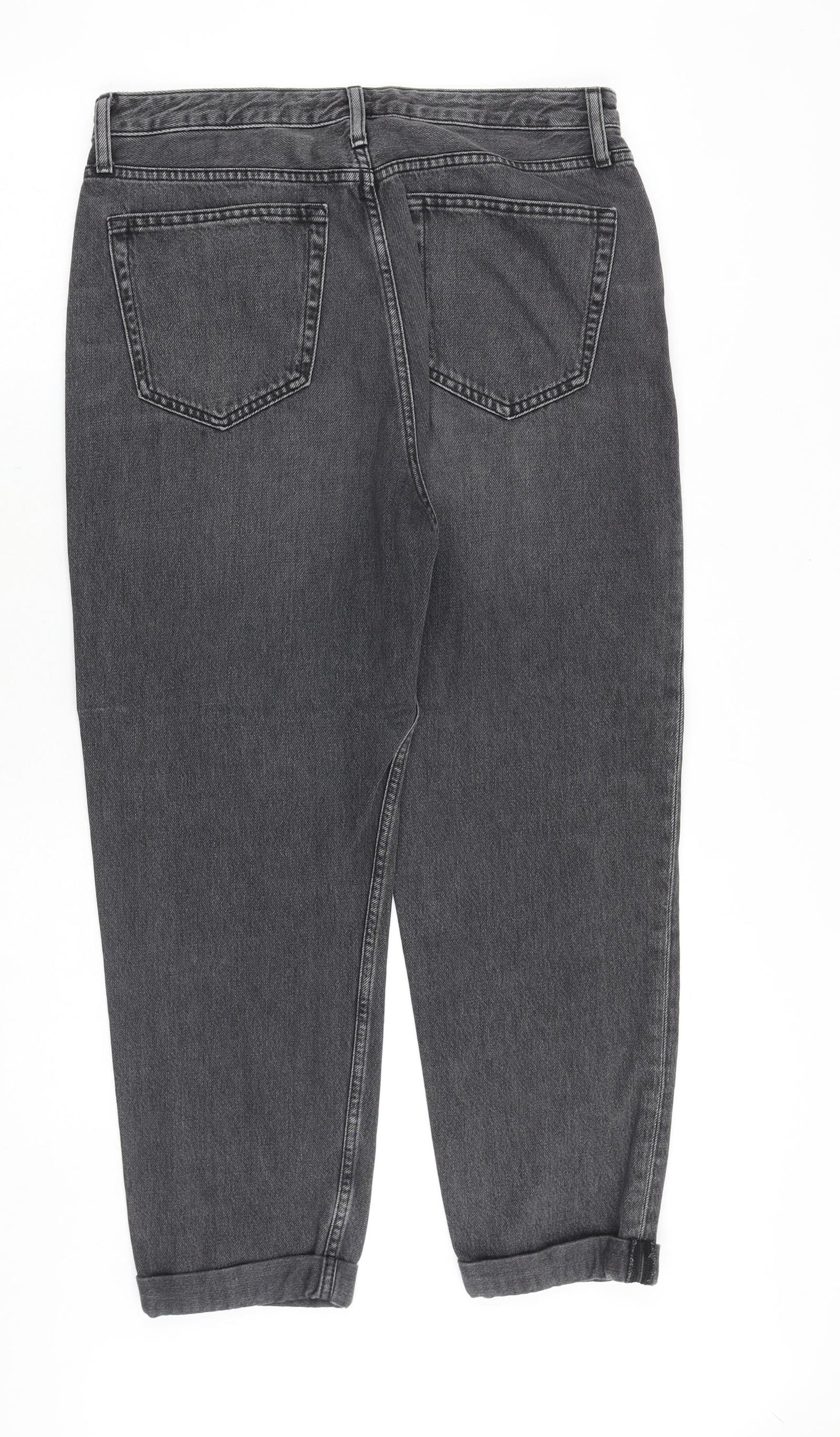 Topshop Womens Grey Cotton Straight Jeans Size 30 in Regular Zip