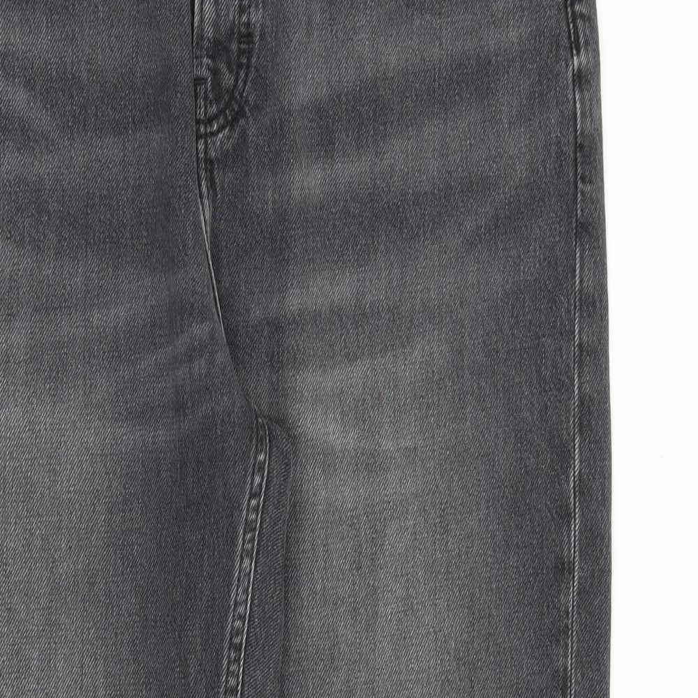 Topshop Womens Grey Cotton Straight Jeans Size 30 in Regular Zip