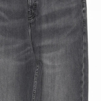 Topshop Womens Grey Cotton Straight Jeans Size 30 in Regular Zip