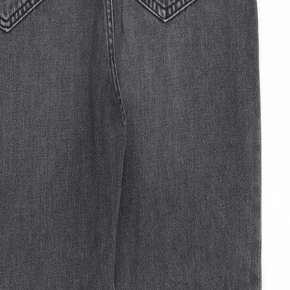 Topshop Womens Grey Cotton Straight Jeans Size 30 in Regular Zip