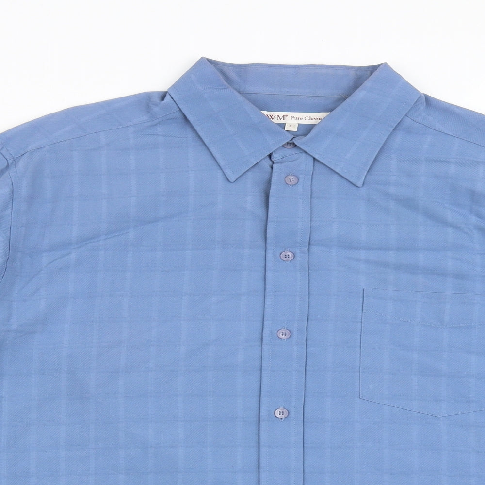 Mens UK Size L EWM Blue  Button-Up Long Sleeve Casual Shirt