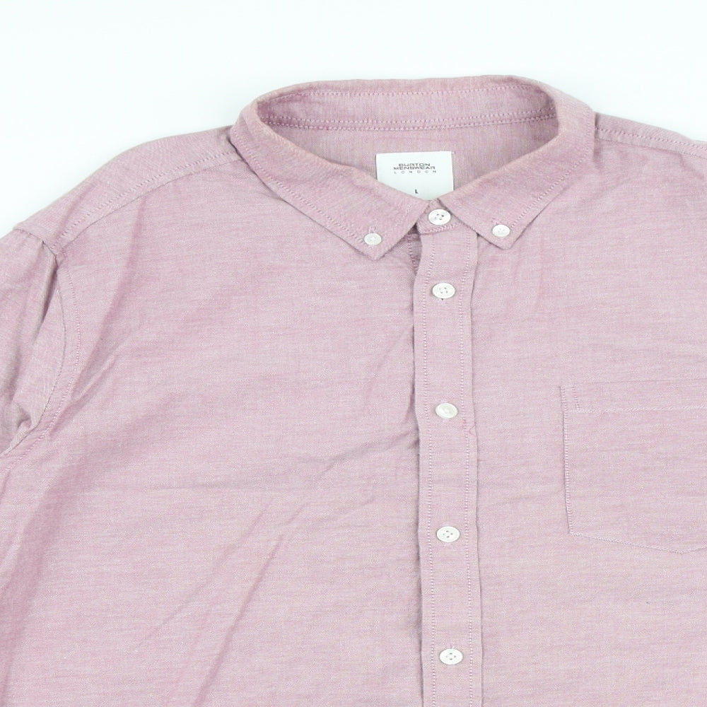 Mens UK Size L Burton Pink  Button-Up Long Sleeve Casual Shirt