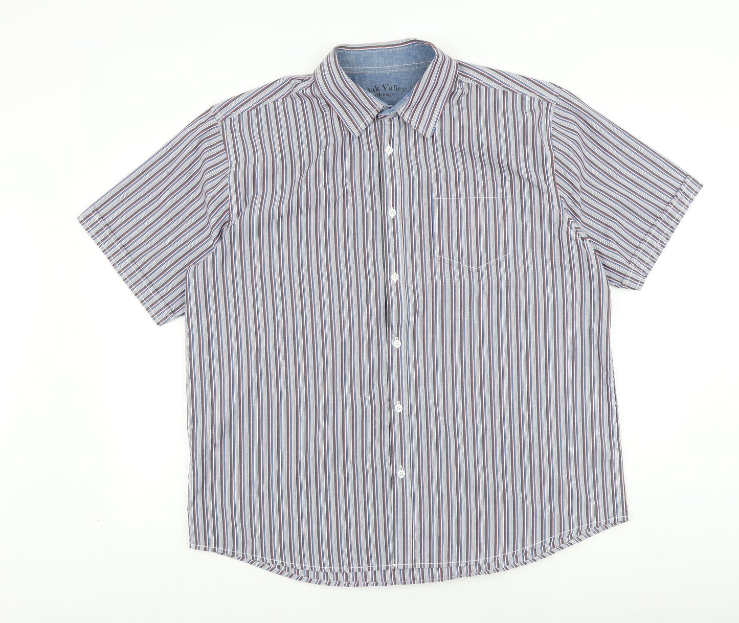 Mens UK Size L Oak valley Multicoloured  Button-Up Short Sleeve Casual Shirt