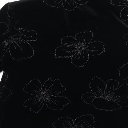 Scott&Taylor Womens Black Geometric Jacket Blazer Size 14 Button - Flower
