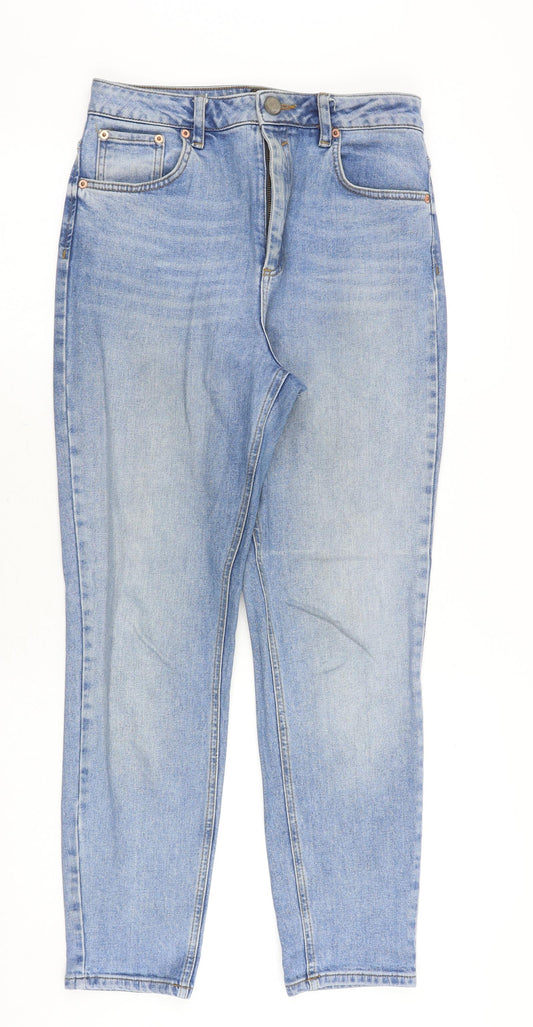 ASOS Womens Blue Cotton Straight Jeans Size 30 in Regular Zip