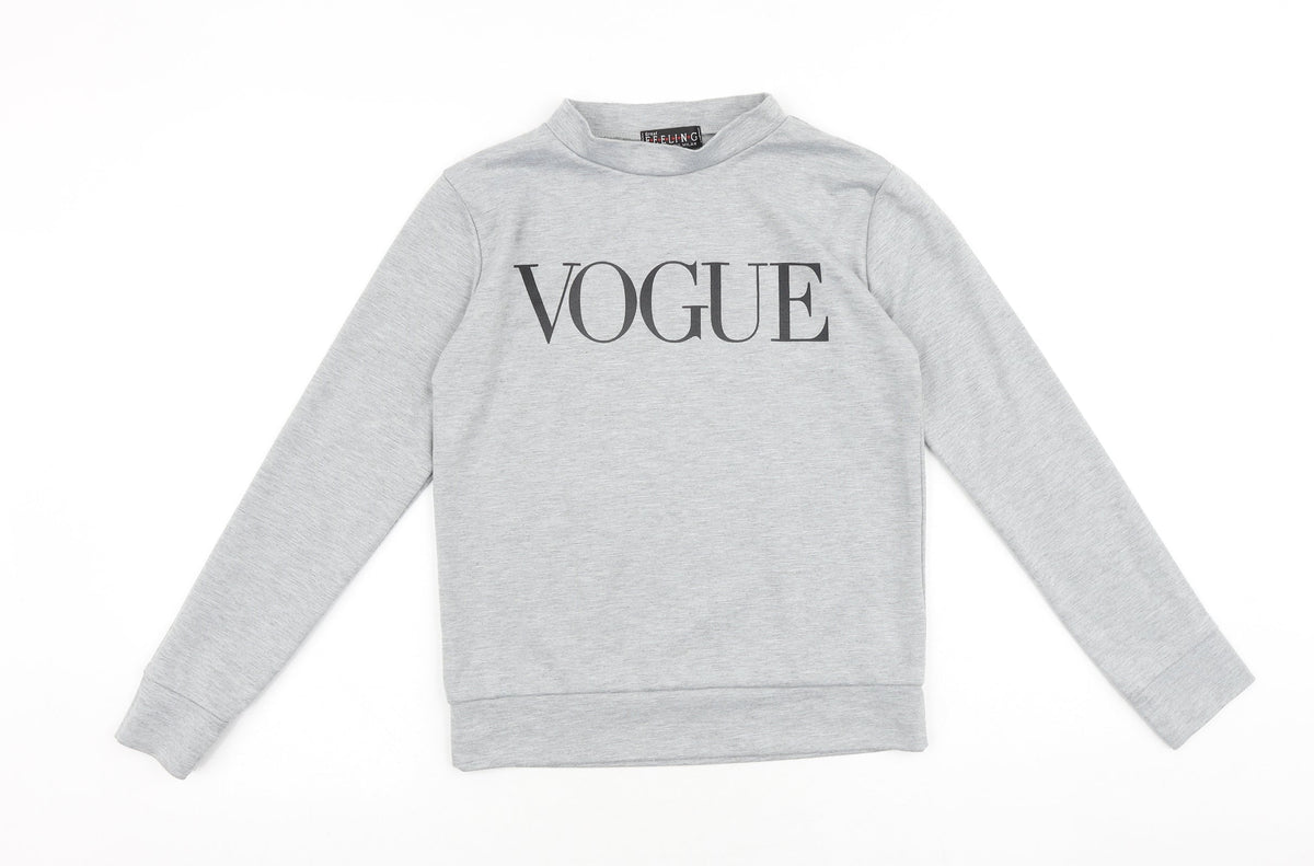 Great Feeling Womens Grey Polyester Pullover Sweatshirt Size S Pullover - Vogue