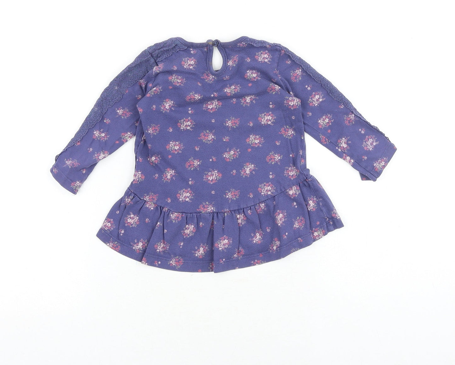 F&F Baby Purple Floral 100% Cotton A-Line Size 6-9 Months Round Neck Button