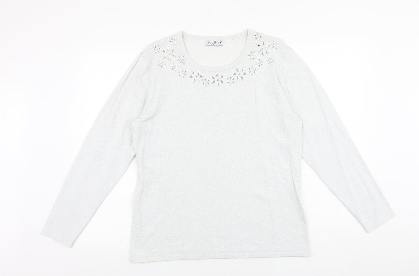 Womens UK Size L Mudflower Silver Pullover Jumper