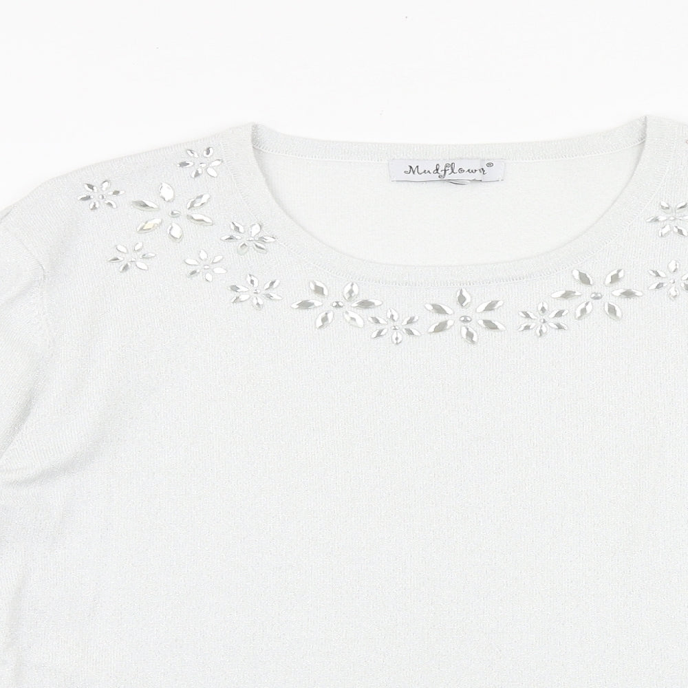 Womens UK Size L Mudflower Silver Pullover Jumper