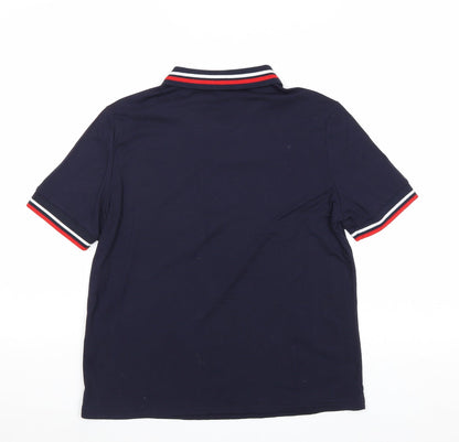 SheIn Boys Blue Polyester Pullover Polo Size M Collared Button - Contrasting Trim