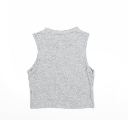 SheIn Womens Grey Cotton Basic Tank Size S Round Neck