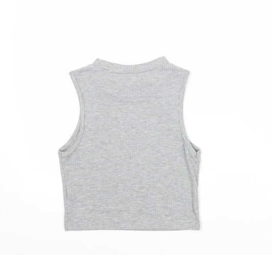 SheIn Womens Grey Cotton Basic Tank Size S Round Neck