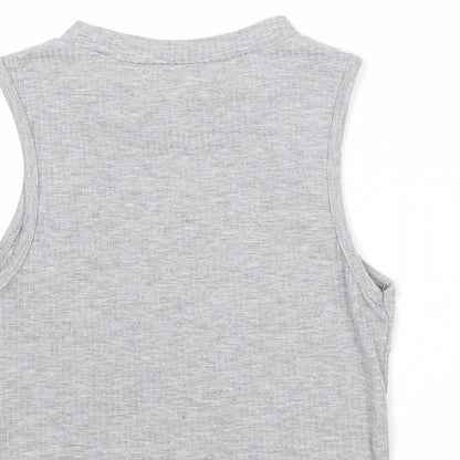 SheIn Womens Grey Cotton Basic Tank Size S Round Neck