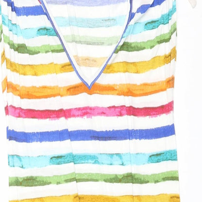 Pepe Jeans London Womens Multicoloured Striped Viscose Tank Dress Size XS V-Neck Pullover