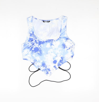 SheIn Womens Blue Geometric Polyester Cropped Tank Size XL Scoop Neck - Tie Dye