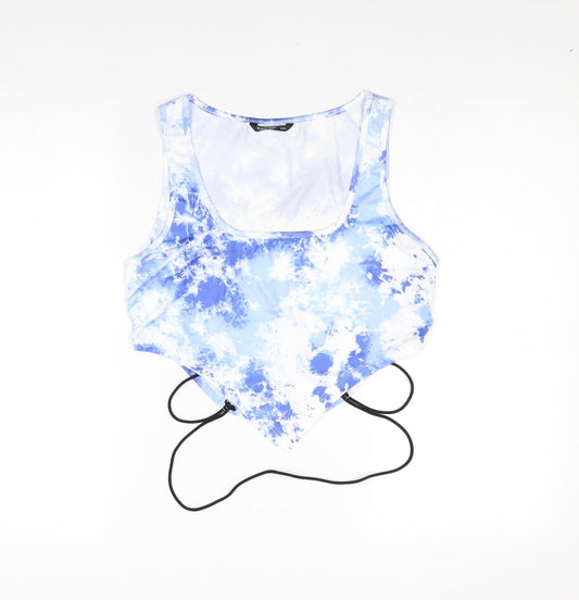 SheIn Womens Blue Geometric Polyester Cropped Tank Size XL Scoop Neck - Tie Dye