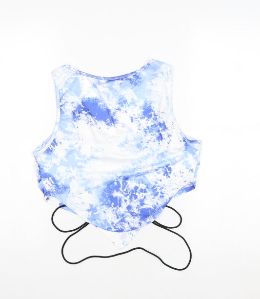 SheIn Womens Blue Geometric Polyester Cropped Tank Size XL Scoop Neck - Tie Dye