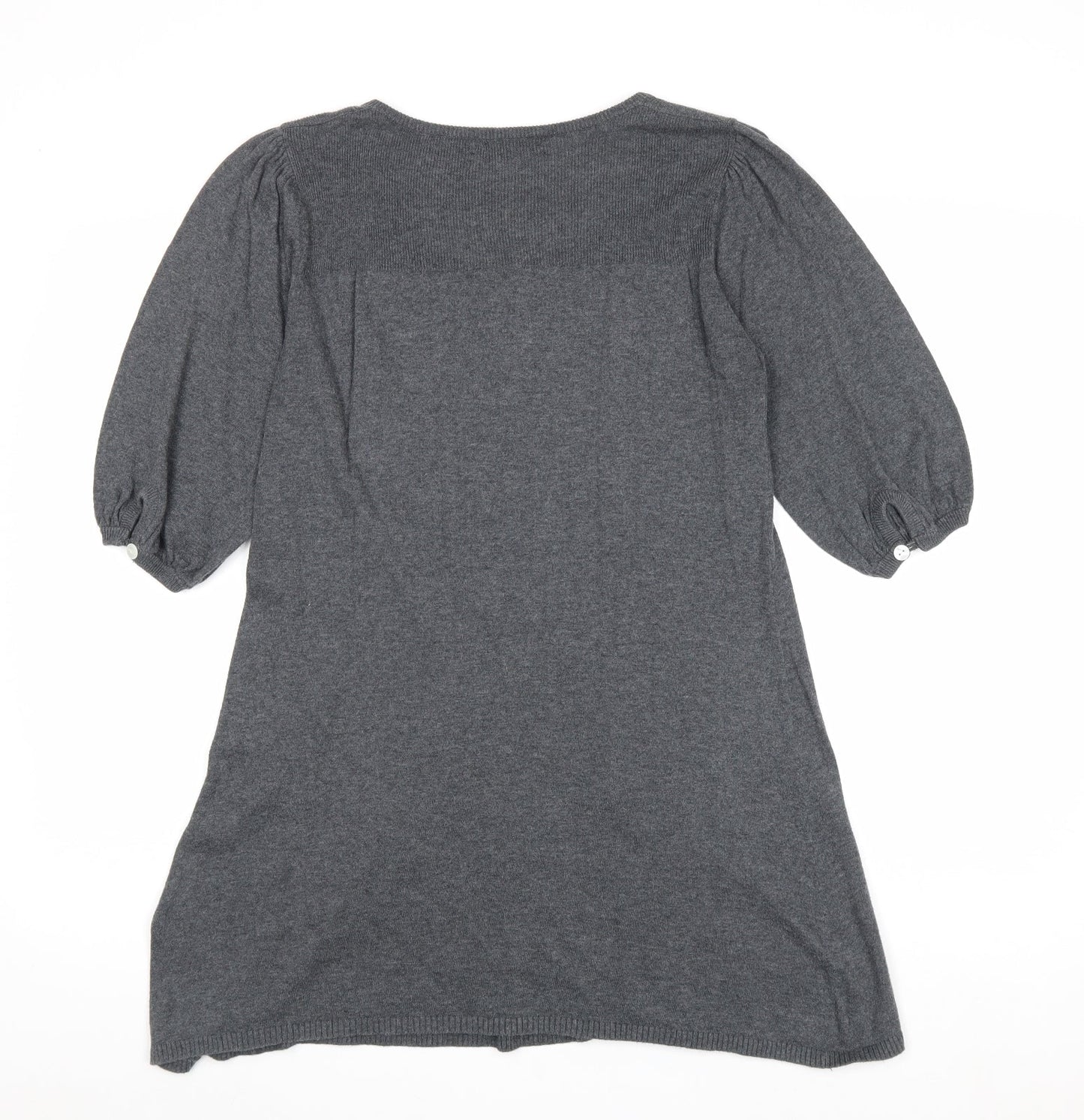 b.young Womens Grey Cotton Basic Blouse Size XL Round Neck