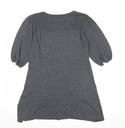 b.young Womens Grey Cotton Basic Blouse Size XL Round Neck