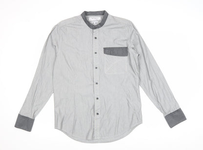 Mens UK Size M Henleys Grey  Button-Up Long Sleeve Casual Shirt
