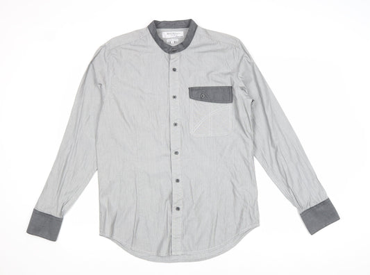 Mens UK Size M Henleys Grey  Button-Up Long Sleeve Casual Shirt