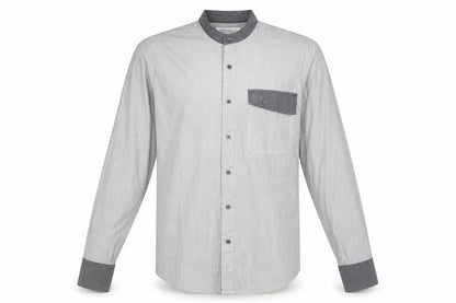 Mens UK Size M Henleys Grey  Button-Up Long Sleeve Casual Shirt