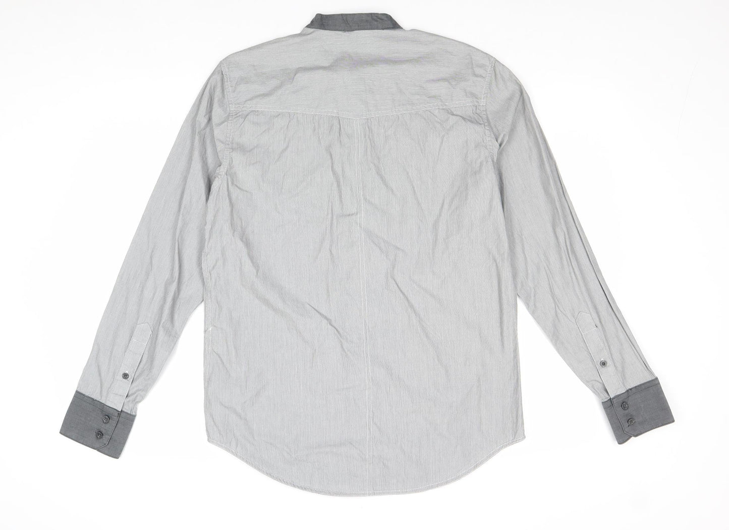 Mens UK Size M Henleys Grey  Button-Up Long Sleeve Casual Shirt