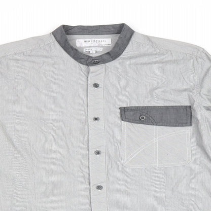 Mens UK Size M Henleys Grey  Button-Up Long Sleeve Casual Shirt